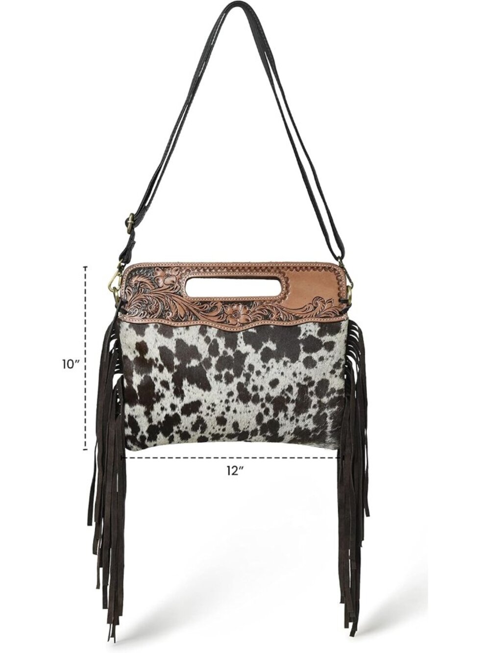 Western Suede Fringe Brown Leather Crossbody Bag Hobo Shoulder Sling Bags for Wo - Picture 7 of 8
